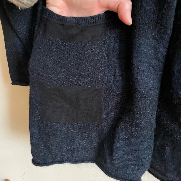 POETRY Navy and Black Plaid Shawl Collar Baby Alpaca Cardigan EUC - Picture 4 of 9